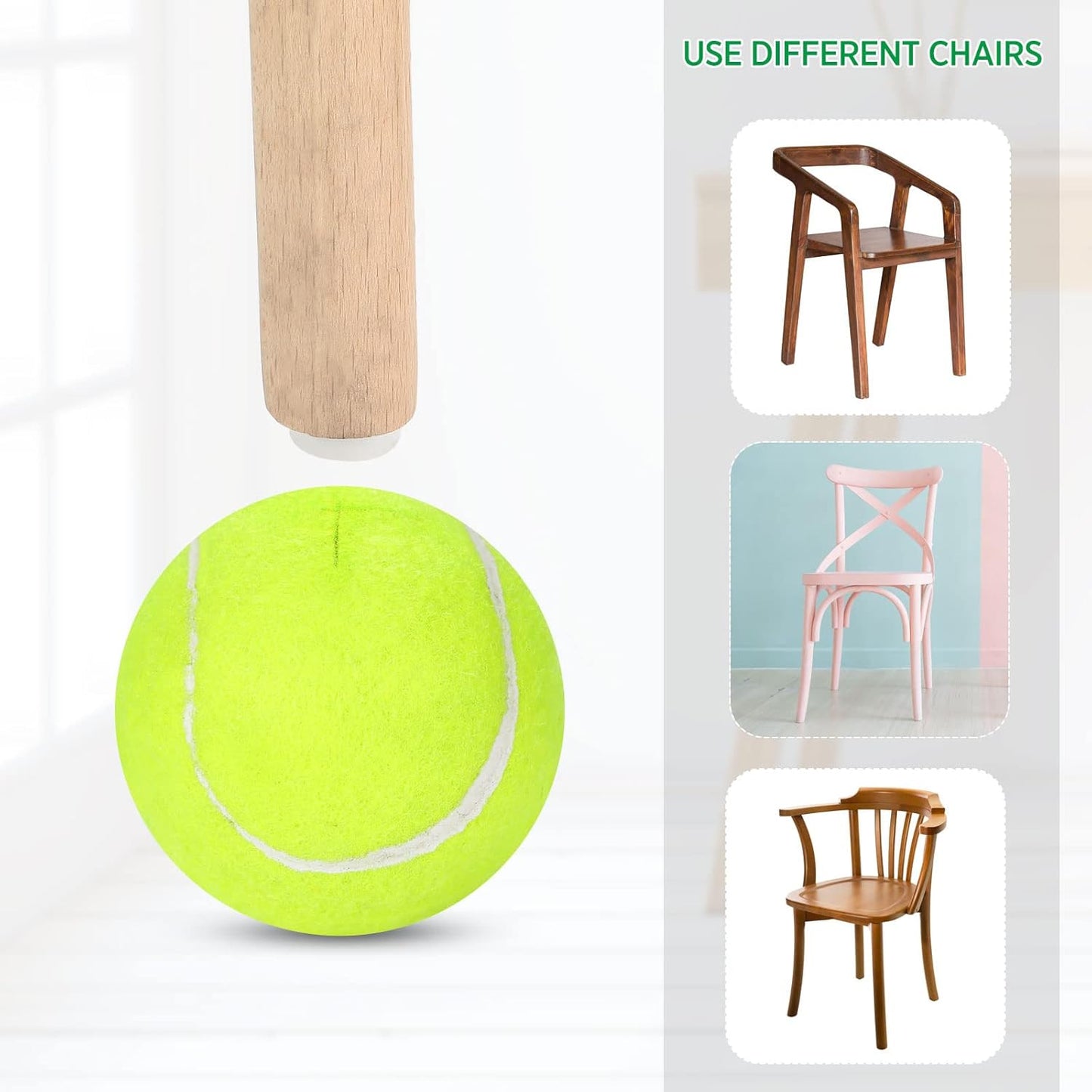 Macarrie 24 Pcs Precut Tennis Balls for Furniture Legs and Floor Protection Chairs Desks Furniture Tennis Balls for Chairs Feet Long Lasting Foot Covers(Yellow)