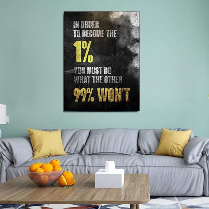 1% Entrepreneur Motivational Canvas Wall Art -Inspirational Office Wall Art Poster Quotes - Canvas Artwork Picture Print Framed for Home Office Bathroom Bedroom Wall Decor-16 x20