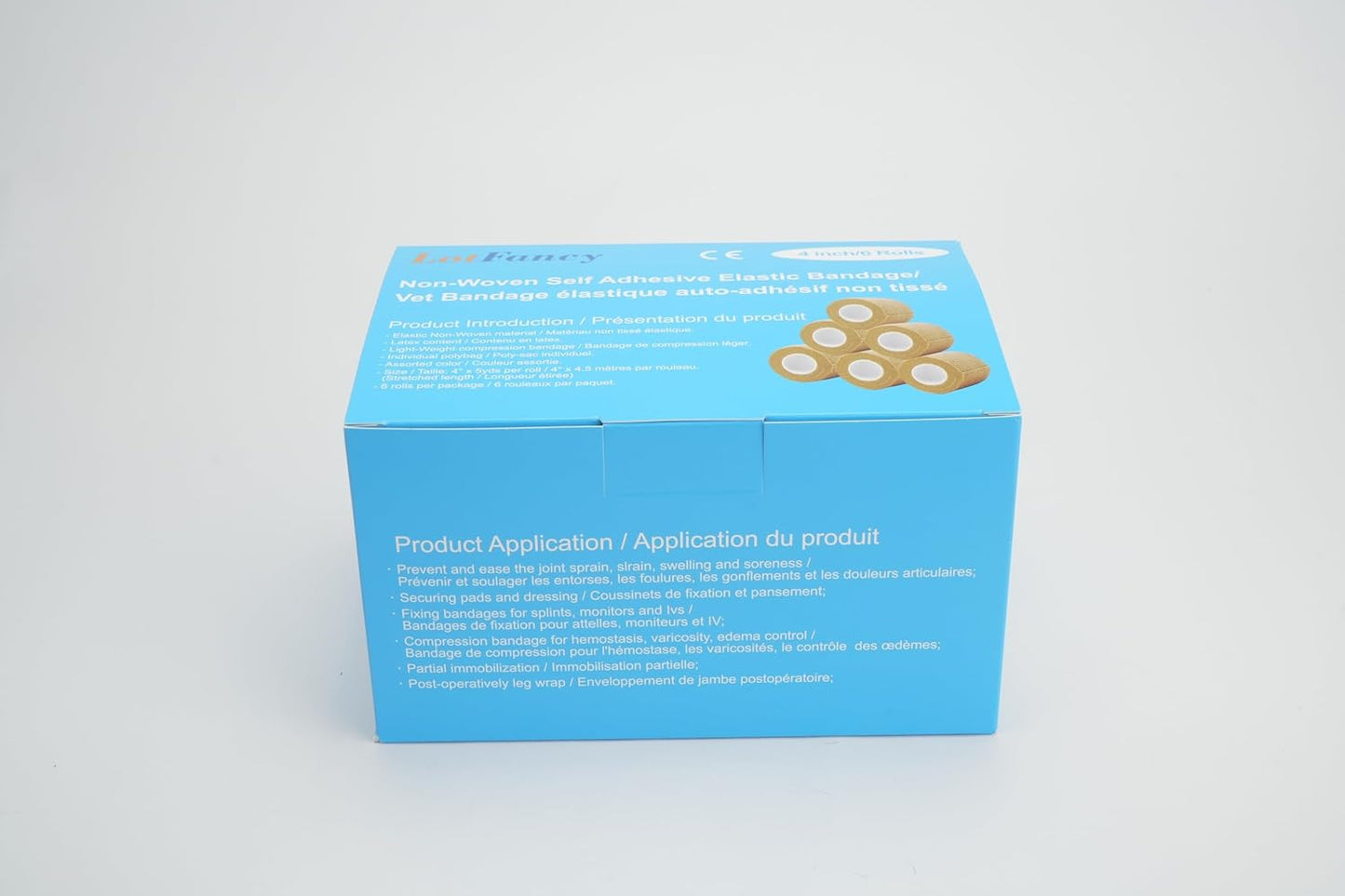 LotFancy Self Adhesive Bandage Wrap, 6 Pack, 4 in x 5 Yards, Non Woven Elbow Cohesive Bandage, First Aid Medical Tape for Ankle, Knee & Wrist Sprains, Tan Color