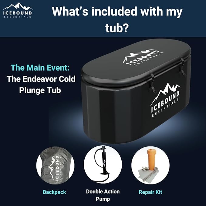 Inflatable Cold Plunge Tub - XL, Black - 150 Gallon Ice Bath - Chiller Compatible – Inflatable