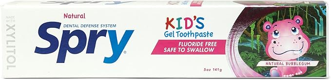 Spry Fluoride Free Toothpaste for Kids, Teeth Whitening with Xylitol, Natural Breath Freshening, Mouth Moisturizing, Bubble Gum (5oz, Pack of 1)