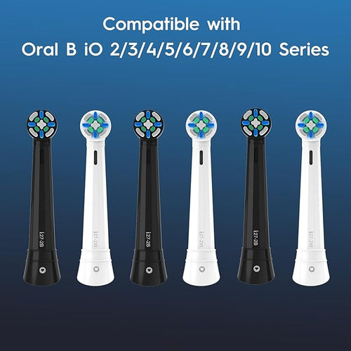 10 PCS IO Replacement Heads Compatible with Oral B IO 2/3/4/5/6/7/8/9/10/Deep Clean Series Electric Toothbrush, Brush Heads Compatible with Oral B IO for Teeth Cleaning (Black/White)