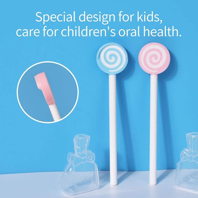 Y-Kelin Kids Tongue Scraper for Ages 2-8, 100% BPA-Free Silicone Cleaner – Cute Lollipop with Easy-to-Grasp Handles and Smiley Covers, Helps Freshen Bad Breath, Pack of 2