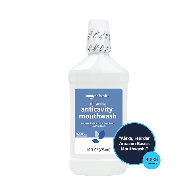 Amazon Basics Whitening Anticavity Mouthwash, 16 Fluid Ounces, Fresh mint, 1-Pack (Previously Solimo)
