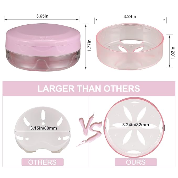 Denture Case, Leak Proof Denture Bath Case Cup Kit for Travel Cleaning, Heigoeost Denture Holder Box Bath Soaking Container for Women & Men with Mirror, Strainer, Removal Tool and Denture Brush(Pink)