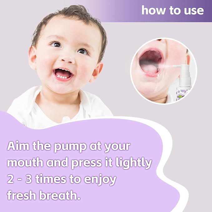 Kids Oral Spray - Probiotic Fruit Flavored Toothpaste Helper for Toddlers, Daily Fresh Breath, Gentle Oral Care Spray for Children (2Pack, Grape)