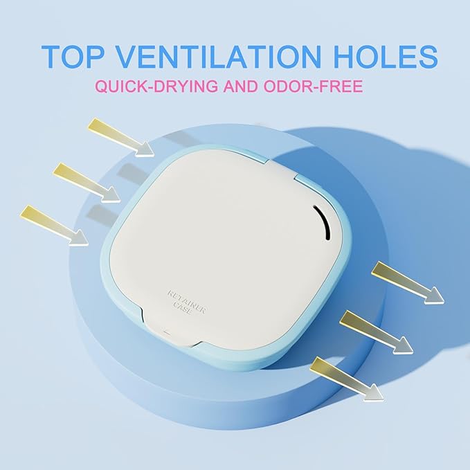 Retainer Case with Vent Holes, Retainer Cleaner Case, Fashion Orthodontic Retainer Case with Mirror