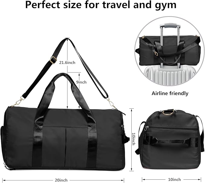 MABROUC Duffle Bag For Women, Sports Duffel Bag for Gym with Wet Pocket & Shoe Compartment, Overnight Weekender Travel Bag