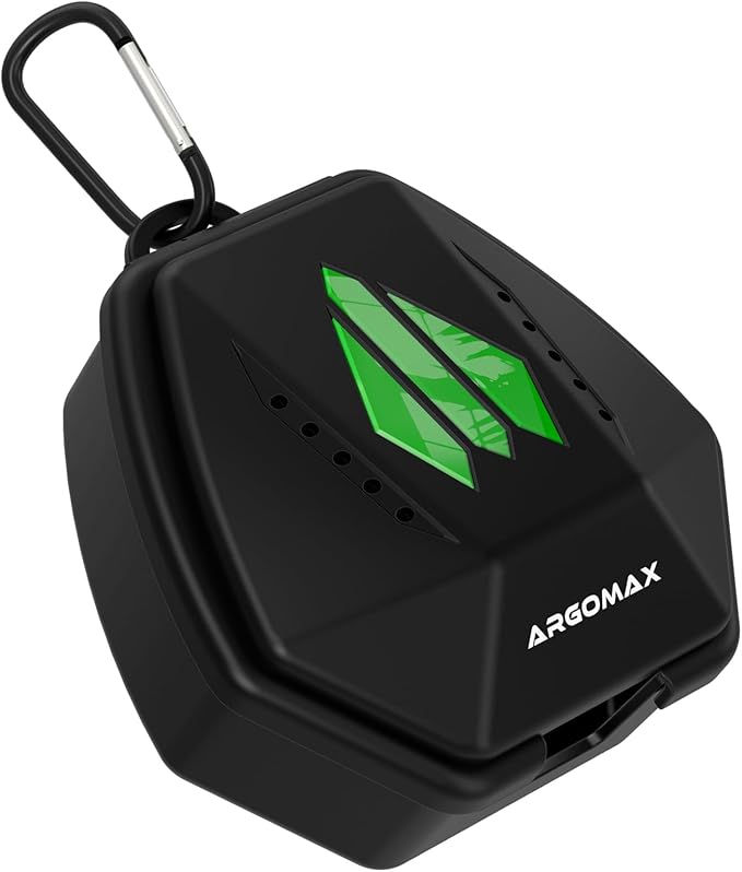 ARGOMAX Sports Lip Guard Case with Clip, Specializing Storage of Mouthguards with Lip Protection. Compatible with Various Brands of Football Lip Guard, Black+Green.