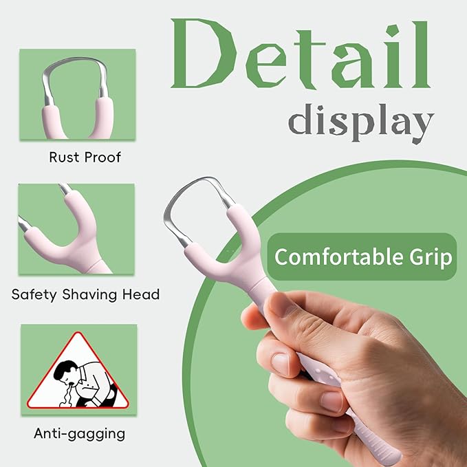 Effective Tongue Scraper and Oral Mucosal Cleaner Kit for Adults - Ergonomic Tongue Cleaner Promotes Fresher Breath, Oral Mucosal Cleaner package, Personal Care Essential (Pink)