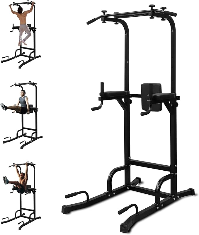 LSKSSNG Power Tower Dip Station Pull Up Bar for Home Office Gym, Multi-Function Workout Dip Station Power Tower for Full Body Strength Training Fitness Equipment, Pull Up Stand Holds Up to 440LBS