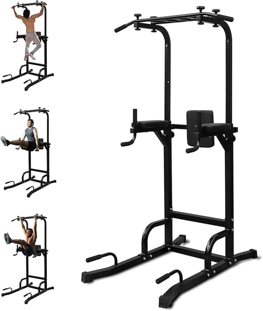 LSKSSNG Power Tower Dip Station Pull Up Bar for Home Office Gym, Multi-Function Workout Dip Station Power Tower for Full Body Strength Training Fitness Equipment, Pull Up Stand Holds Up to 440LBS