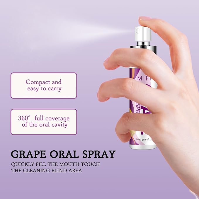 Oral Spray for Adult - Sugar-Free, Breath Freshener Spray, Dry Mouth Spray, Fights Bad Breath, Compact and Portable (Grape Flavor*2Pack)