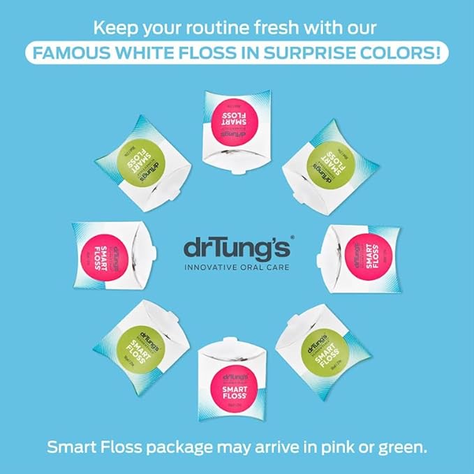 DrTung's Smart Floss - Natural Floss, PTFE & PFAS Free Floss, Gentle on Gums, Expands & Stretches, BPA Free Floss - Natural Dental Floss Cardamom Flavor (Pack of 12)