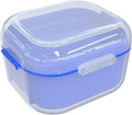 ARGOMAX Denture Case, Denture Cup for Soaking Dentures, Thorough Cleaning of Dentures, Retainer, Clear Braces (Clear Case + Dark Blue Filter and Tray).