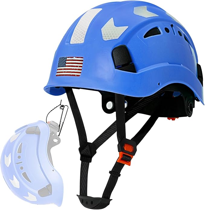AOLAMEGS Construction Safety Hard Hat - ANSI Z89.1 Type Ι OSHA Approved Safety Helmets with Chin Straps Lightweight Reflective Vented ABS Hard Hats For Men Women Industrial Workwear 6-point Suspension