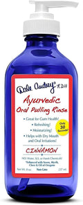 Dale Audrey Ayurvedic Oil Pulling for Teeth and Gums | Organic Cinnamon Flavored Oral Rinse Mouthwash | Natural Essential Oils | Cobalt Glass Bottle Pump for Teeth Whitening and Fresh Breath-8 FL Oz