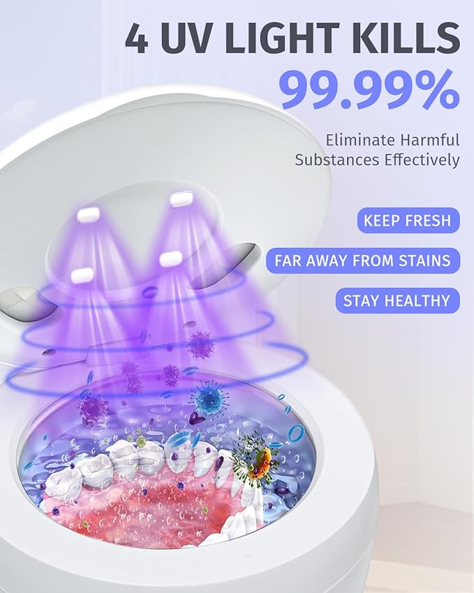 Dental Ultrasonic Retainer Cleaner Machine 45kHz, UV Denture Cleaner with 4 Modes Digital Timer, Portable 200ML UltraSonic Cleaning Pod for Night Mouth Guard, Aligner, Braces, Jewelry and More-White