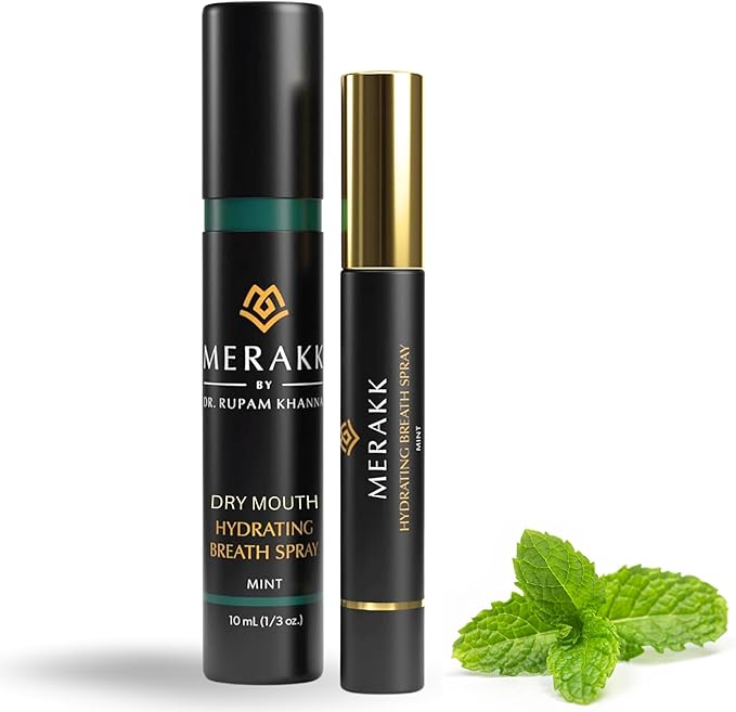 Merakk-Dry Mouth Fresh Breath Spray Mint - Sugar-Free Xylitol Breath Freshener | Bad Breath Spray Menthol - Dentist-Designed - 0.3 fl oz