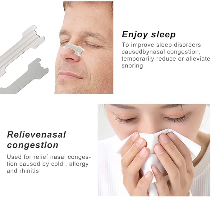 RZJZGZ Clear Large Nasal Strips for Snoring Transparent Nose Strips for Breathing Extra Strength Snore Strips to Open Nasal Passages (60Pack)