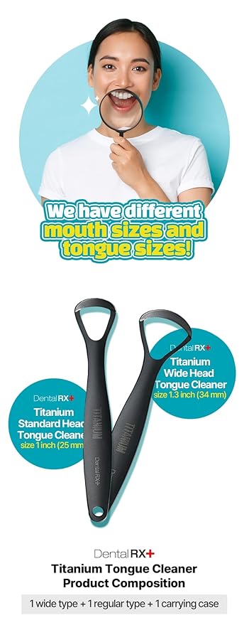 Pure Titanium Tongue Scrapers For Adults and Kids (2 Pack, Different Size), Titanium Tongue Cleaners, Prevent and Reduce Bad Breath