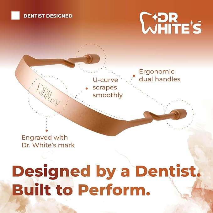 Dr. White’s Copper Tongue Cleaner – Dentist-Formulated Dual-Grip Design for Fresh Breath & Everyday Oral Detox – 100% Forged Copper, For Adults & Kids, Rust-Resistant, Built to Last (3-Pack)