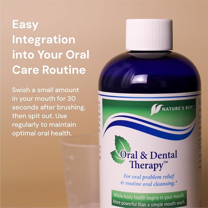 Nature's Rite Oral and Dental Therapy - Mouthwash for Fresh Breath and Healthy Gums - All Natural Oral Care Solution - Polysorbate 20, Silver Colloid, Peppermint Oil - 236 ml
