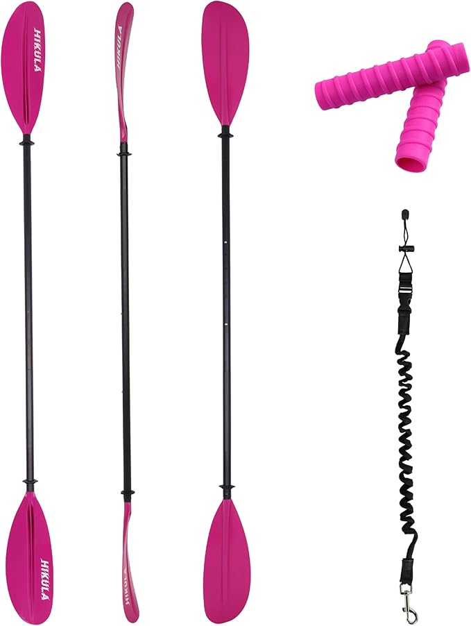 Kayak Paddle Aluminum Shaft Paddle with Nylon Blades, Floating Adjustable Kayaking Oars, 3 Piece, 220-240cm/86-94 Inches,Black/Rose/Teal/Black/Orange/Grey