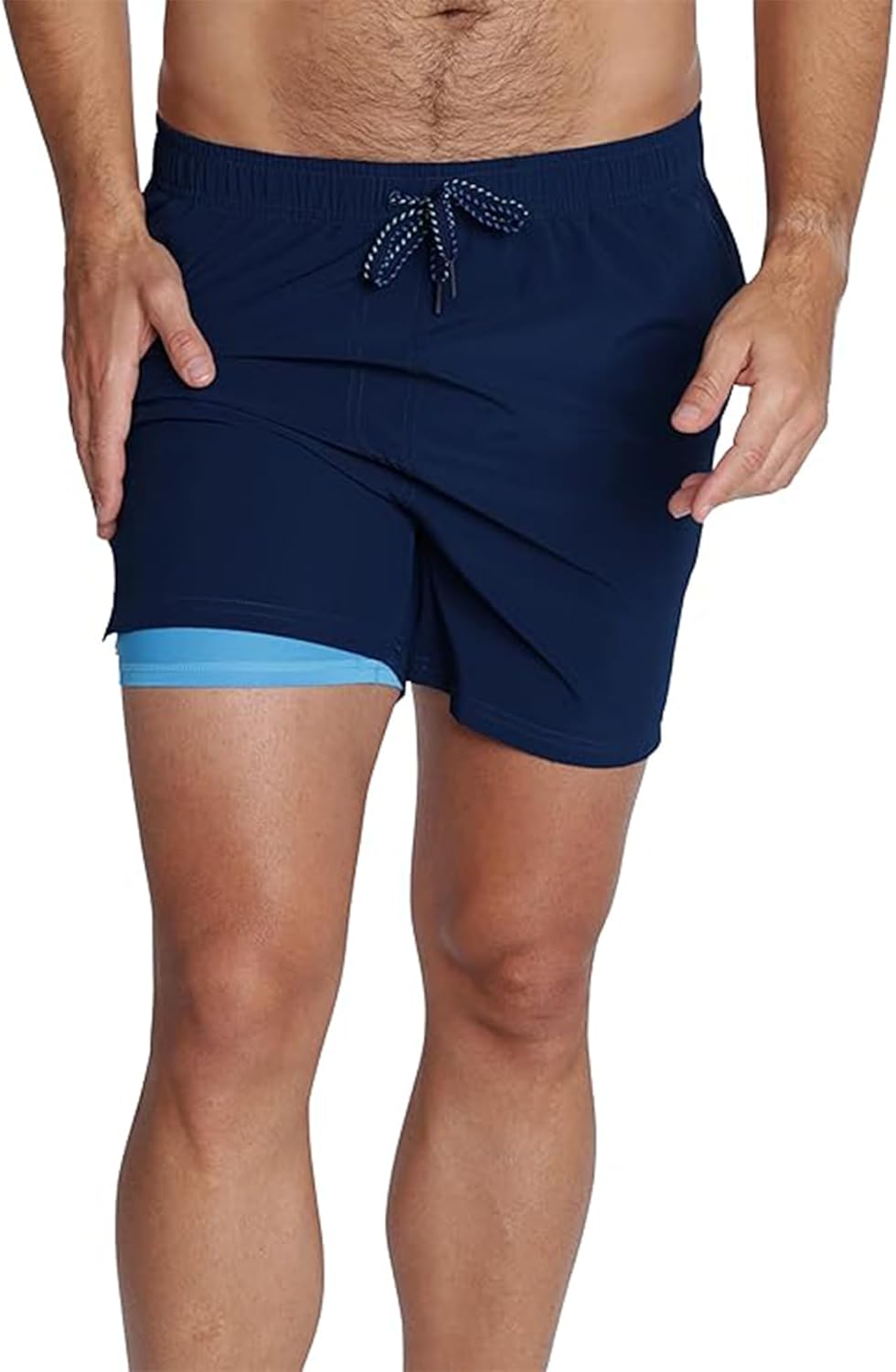 INGEAR Men's Athletic Stretch Workout Shorts Gym Quick Dry Running Trunks Boxer Lining
