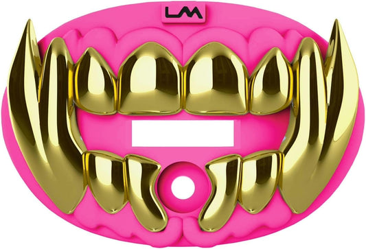 Loudmouth Football Mouth Guard - 3D Chrome Beast Football Mouthpiece, Fits Adult & Youth Ages 5+, Accessories Mouth Guard (3D Chrome Beast - Fluorescent Pink)