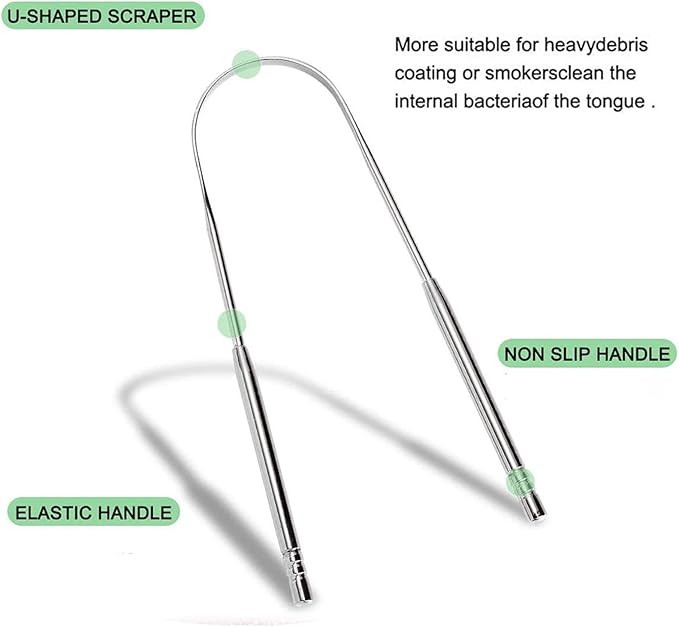 3 Packs Tongue Scraper Kit Stainless Steel Tongue Cleaner Tongue Brush for Reduce Bad Breath and Fresh Breath (Rose Gold)