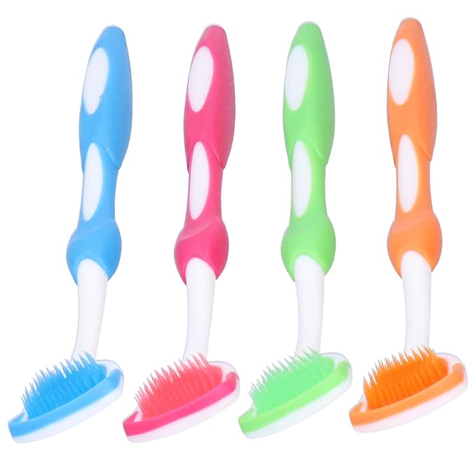 ZJchao 4Pcs/Set Tongue Scraper, Tongue Cleaning Brush Care, Plastic Travel Portable Freshen Tongue Brush Cleaner for Oral Care