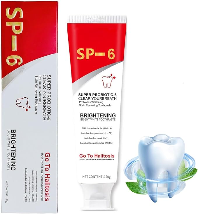 SP-6 Probiotic Whitening Toothpaste, Fresh Breath Deep Cleaning Care Gum Health.(1Pcs)