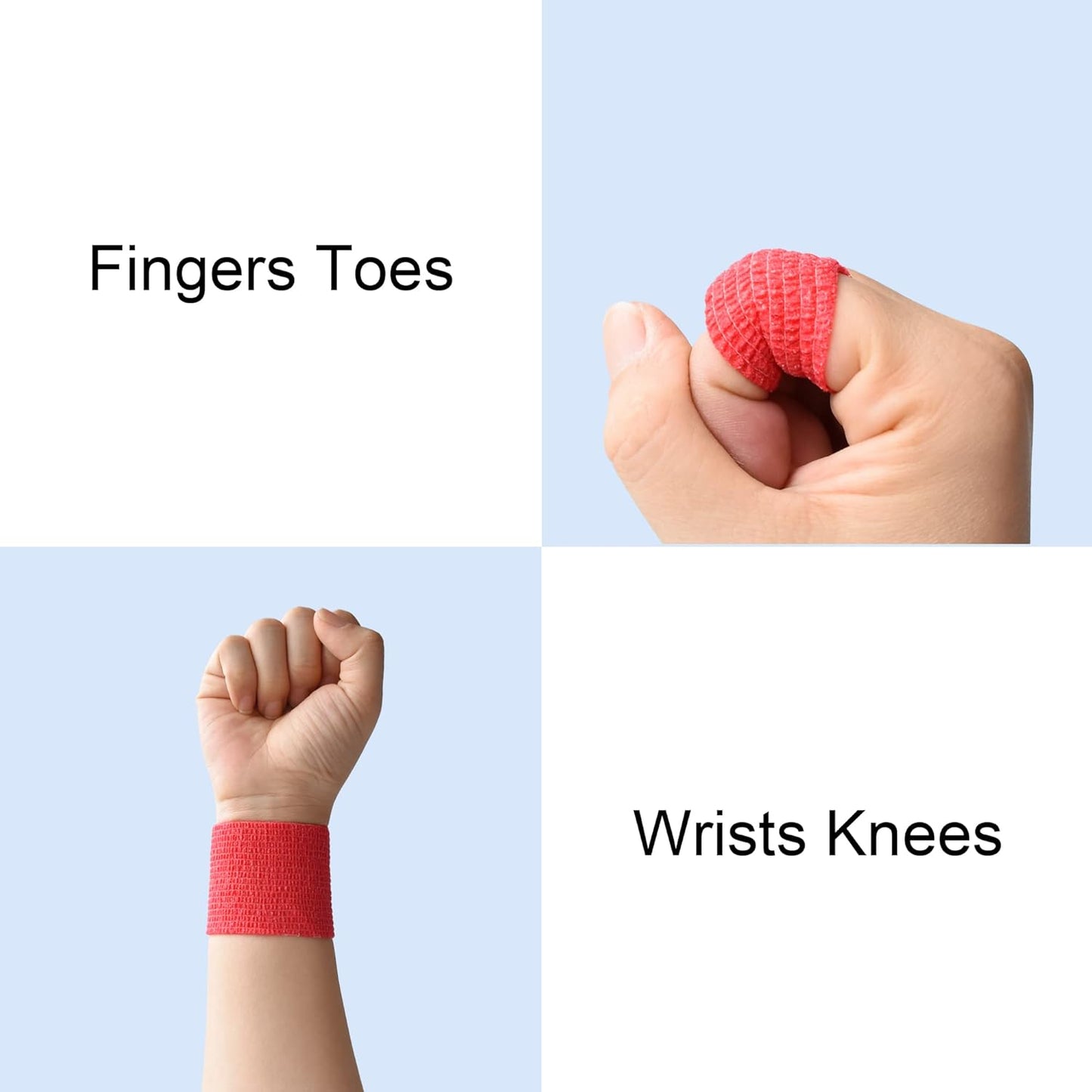 10 Pack Self Adherent Bandage Wrap Elastic Cohesive Bandage Self Adhesive Tape Vet Wrap Tape 2 Size (8Pack 2'' and 2Pack 1''), Red