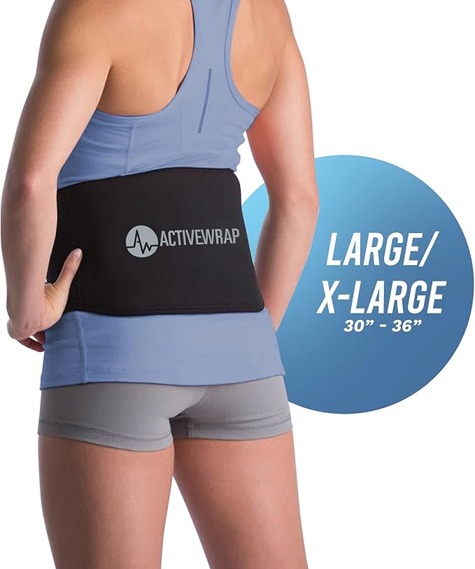 ActiveWrap Back Heat Ice Wrap with Reusable Gel Pack and Support. for Sciatica, Lumbar Strains, Stiffness & Low Back Pain Relief. Portable Heat Compress for Spine Recovery. Hot and Cold Therapy