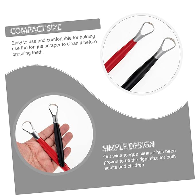 Baluue 2pcs Stainless Steel Tongue Scraper for Adults Portable and Transparent Box Ergonomic Design for and Oral Health
