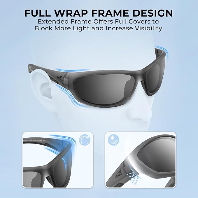 KastKing Hiwassee Polarized Sport Sunglasses for Men and Women, Wrap Sunglasses for Fishing Cycling and Running,UV Protection