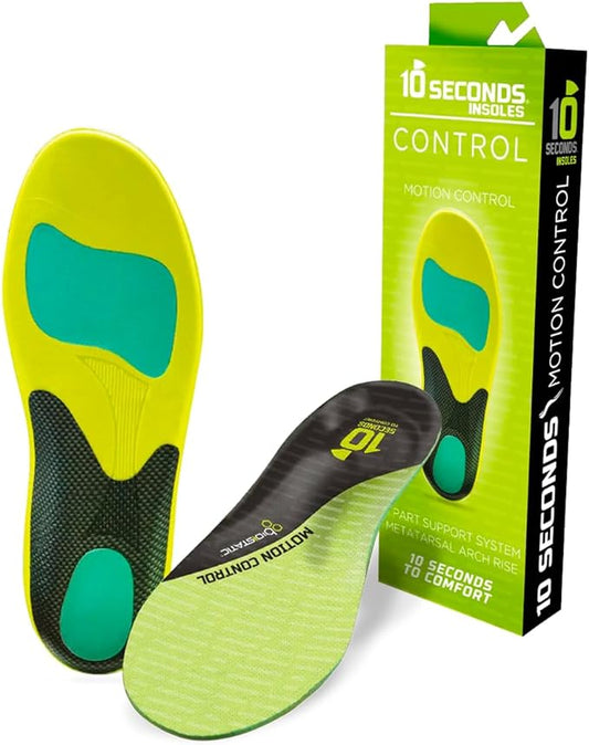 10 Seconds 3210 Motion Control Shoe Insoles, M 7, W 9
