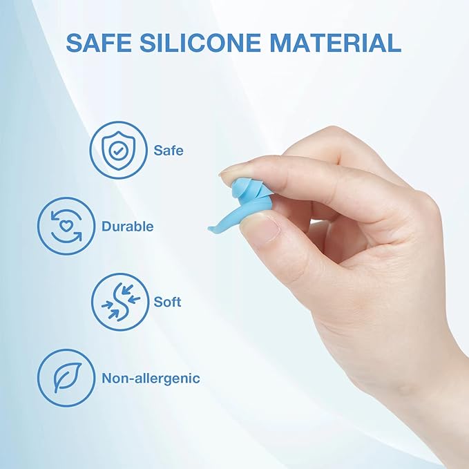 LYSIAN Reusable Swimmer Earplugs for Women Men 2 Pairs with Nose Clip, Water Proof Silicone Ear Plugs for Summer Swimming, Showering, Surfing, Water Sports and Sleeping