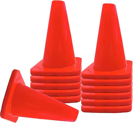 6, 9, 12, 18, 28 Inch Sports Training Traffic Cones - Durable Orange Cones for Soccer, Football, Basketball, Agility Drills, Parking, Safety, Road Use (Set of 12)
