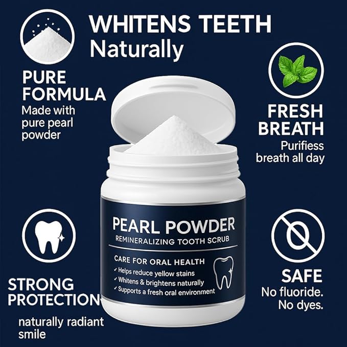 Remineralizing Tooth Powder with Pearl Powder | Natural Teeth Whitening Scrub | Hydroxyapatite Fluoride-Free Tooth Polish (1)