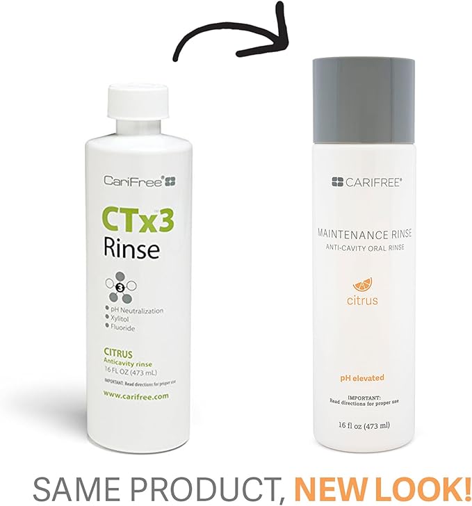 CariFree Maintenance Rinse, Citrus Flavored, Anti-Cavity Fluoride Mouthwash, Dentist Recommended, Prevents Oral Decay, Freshens Breath, Alcohol-Free, Neutralizes pH (Previously CTx3)