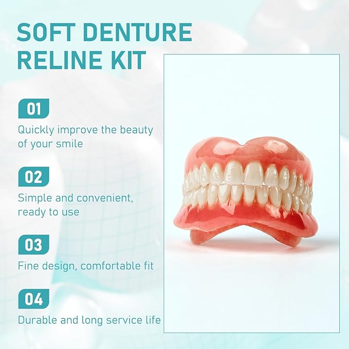 Minceetbien Dentures, Minceetbien Silicone Reline Denture Set, Comfortable and Secure, Adjustable Snap-in Upper and Lower Denture Kit for Instant Smile Restoration
