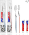 100 pcs Disposable Toothbrushes with Toothpaste, 2 Color Toothbrushes and Toothpaste 10g, Bulk for Homeless, Airbnb, Hotel
