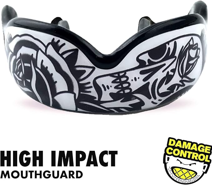 DAMAGE CONTROL High-Impact Mouth Guard – Sports Mouthguard for Boxing, Football, Hockey, Lacrosse & Basketball, Protects Teeth & Jaw, Protective Mouthpiece for Adults & Youth (Adult, Blackarts 2.0)