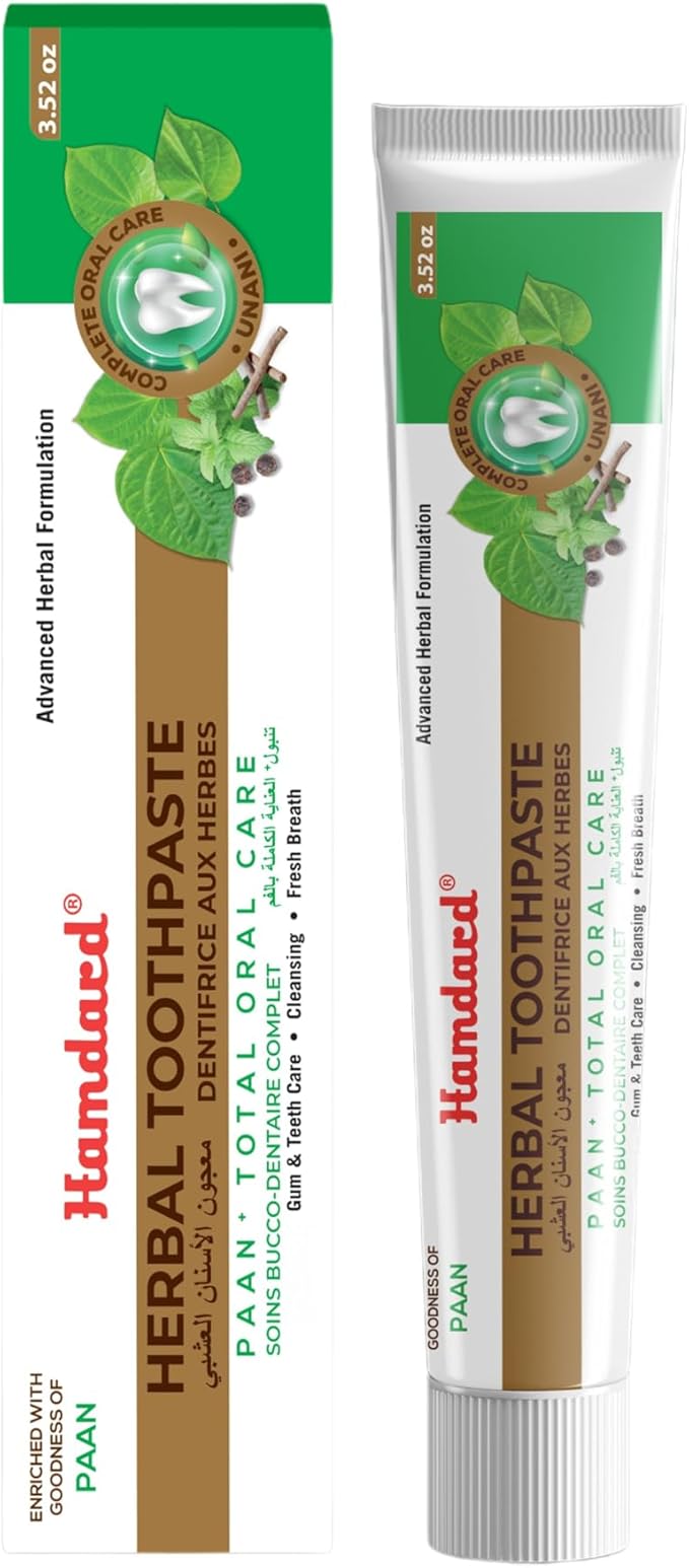 Hamdard Paan Total Oral Care Toothpaste – 100g / 3.53Oz (Pack of 3) | Herbal Ayurvedic Toothpaste with Paan Flavor | Fluoride-Free | Gum Care, Fresh Breath & Natural Oral Hygiene