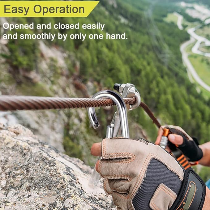 5PCS 3.15in Large Carabiner Clip, Stainless Steel Carabiner Heavy Duty, Spring Snap Hook, Locking Climbing Caribiners Clips for Gym, Plant Hanging, Outdoor Camping, Hiking. 600 lbs