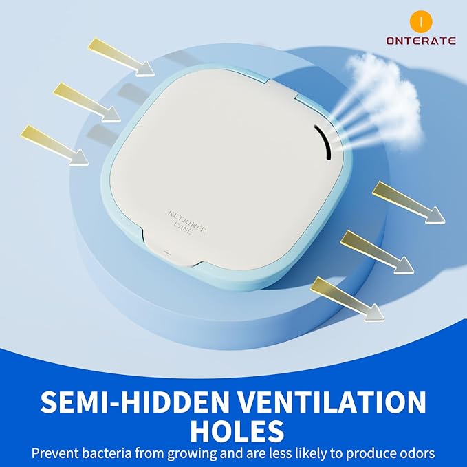 Magnetic Retainer Box with Mirror, Compact Denture Case with Vent Holes & Retainer Remover Tool & Chewies & Brush, Protable Aligner Cleaner Case for Night Mouth Guards, Braces (Pink Green)