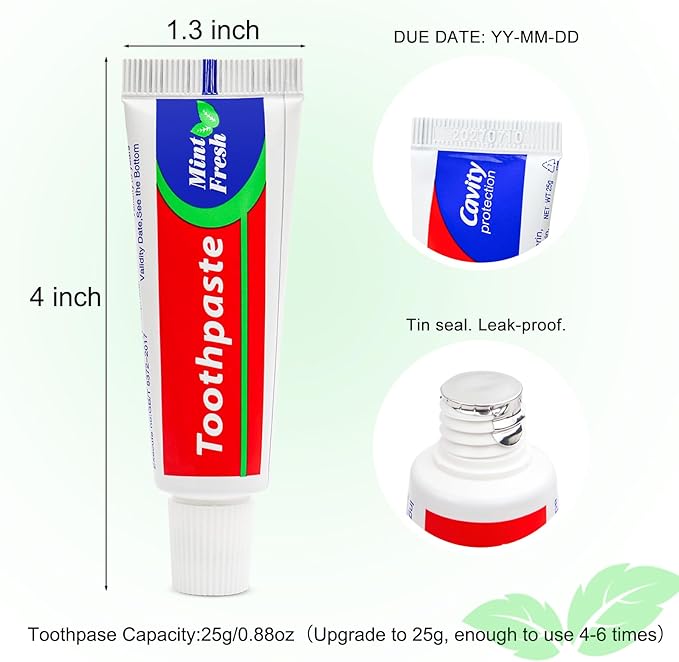 150pcs Travel Size Toothpaste Bulk, 0.88oz/25g Mint Mini Disposable Toothpaste for Hotel, Guests, Homeless, Charity
