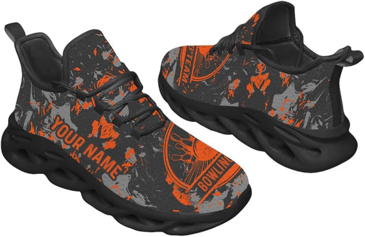 3D Printed Sports Shoes with Bowling-Themed Pattern, Eagle Flag Custom Shoes for Bowler and Bowling Team